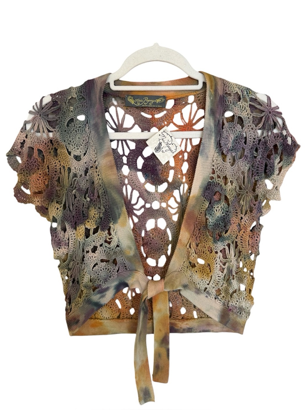 Maia Papaya Tie Dye Crochet Openwork Top Small NWT